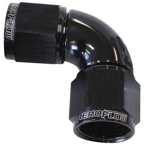 Aeroflow 90° Full Flow Female Coupler -8AN - AF583-08BLK