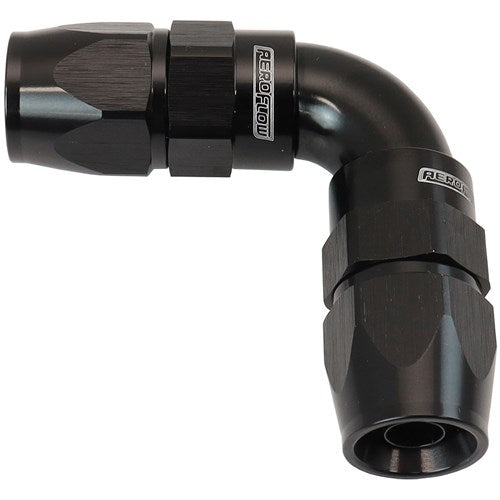 Aeroflow 590 Series PTFE 90° Dual Hose Ends -6AN Black Finish - AF593-06-06DBLK