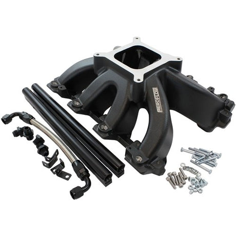 Aeroflow GM LS Cathedral Port Carburettor Hi Rise Race Single Plane EFI Intake Manifold, Black Finish AF6250-5001 - Prolink Performance