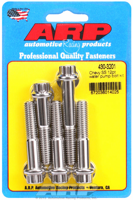 ARP Water Pump Bolt Kit, 12-Point Head S/S (SB/BB Chev With Long Water Pump) AR430-3201 - Prolink Performance