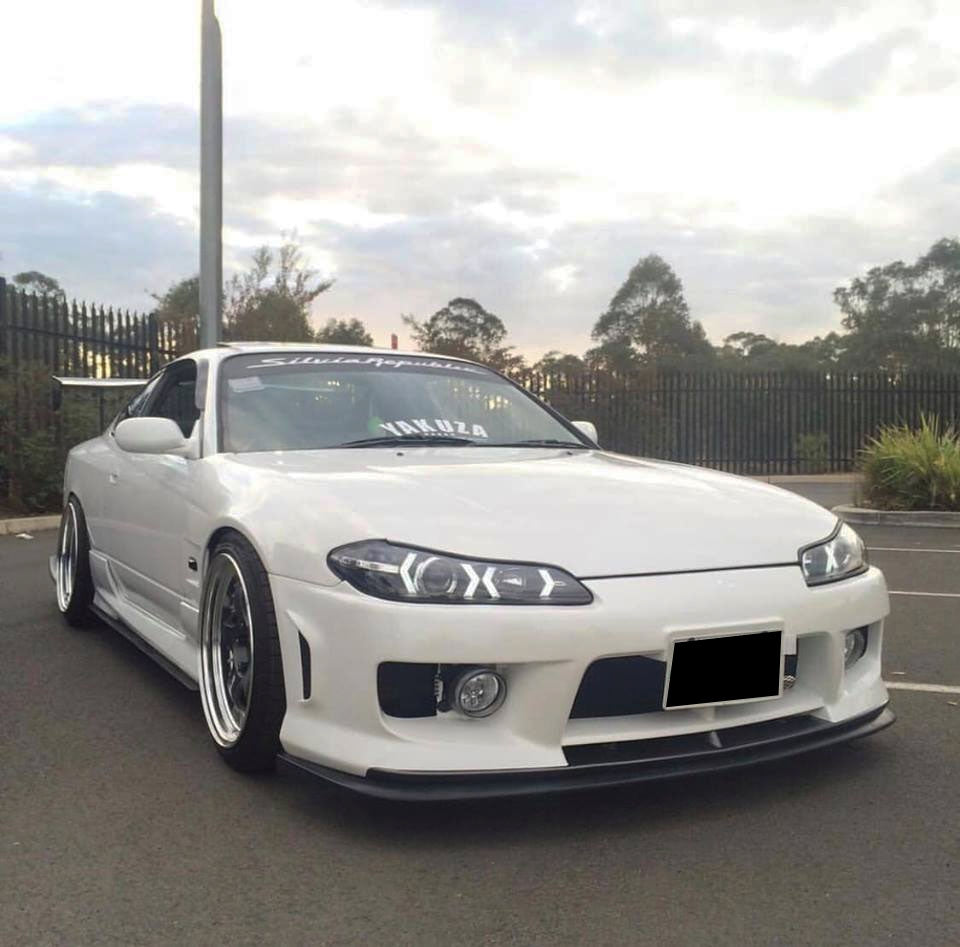 Black LED 3D DRL Projector Headlights & LED Indicators for 99-02 Nissan S15 200sx Silvia Head lights