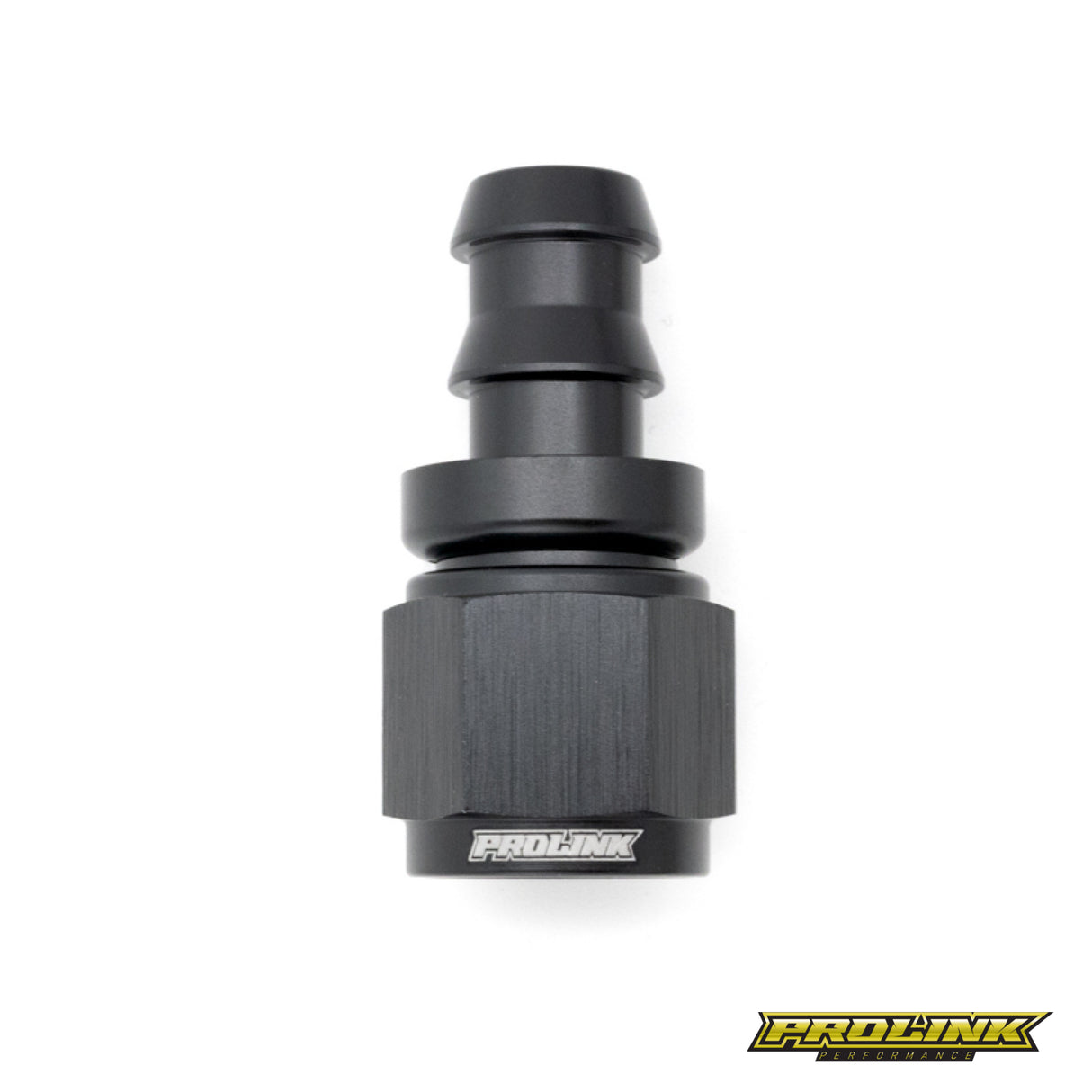 Straight push lock hose end