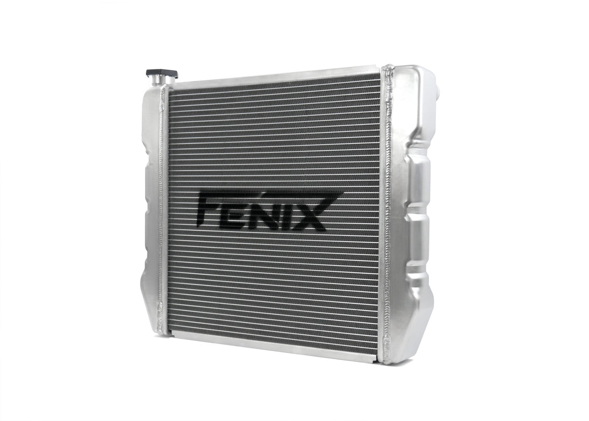Universal Stock Car Radiator - Top Outlet Pipe Left / Bottom Outlet Pipe Right [Pressed Tank]