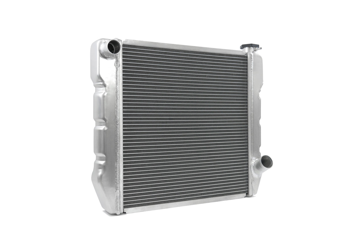Universal Stock Car Radiator - Top Outlet Pipe Left / Bottom Outlet Pipe Right [Pressed Tank]