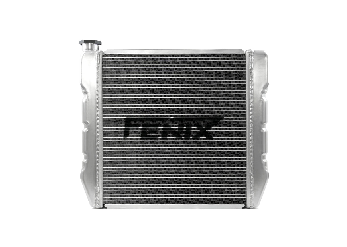 Universal Stock Car Radiator - Top Outlet Pipe Left / Bottom Outlet Pipe Right [Pressed Tank]